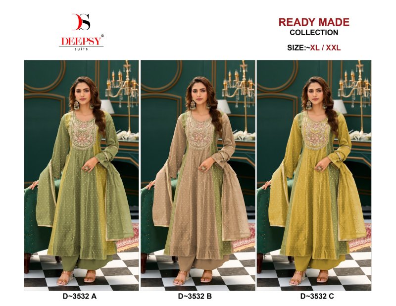 D 3532 A To C By Deepsy Tissue Silk Readymade Suits